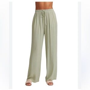 Bella Dahl Cupro Blend Wide Leg Pants in Sage Green
